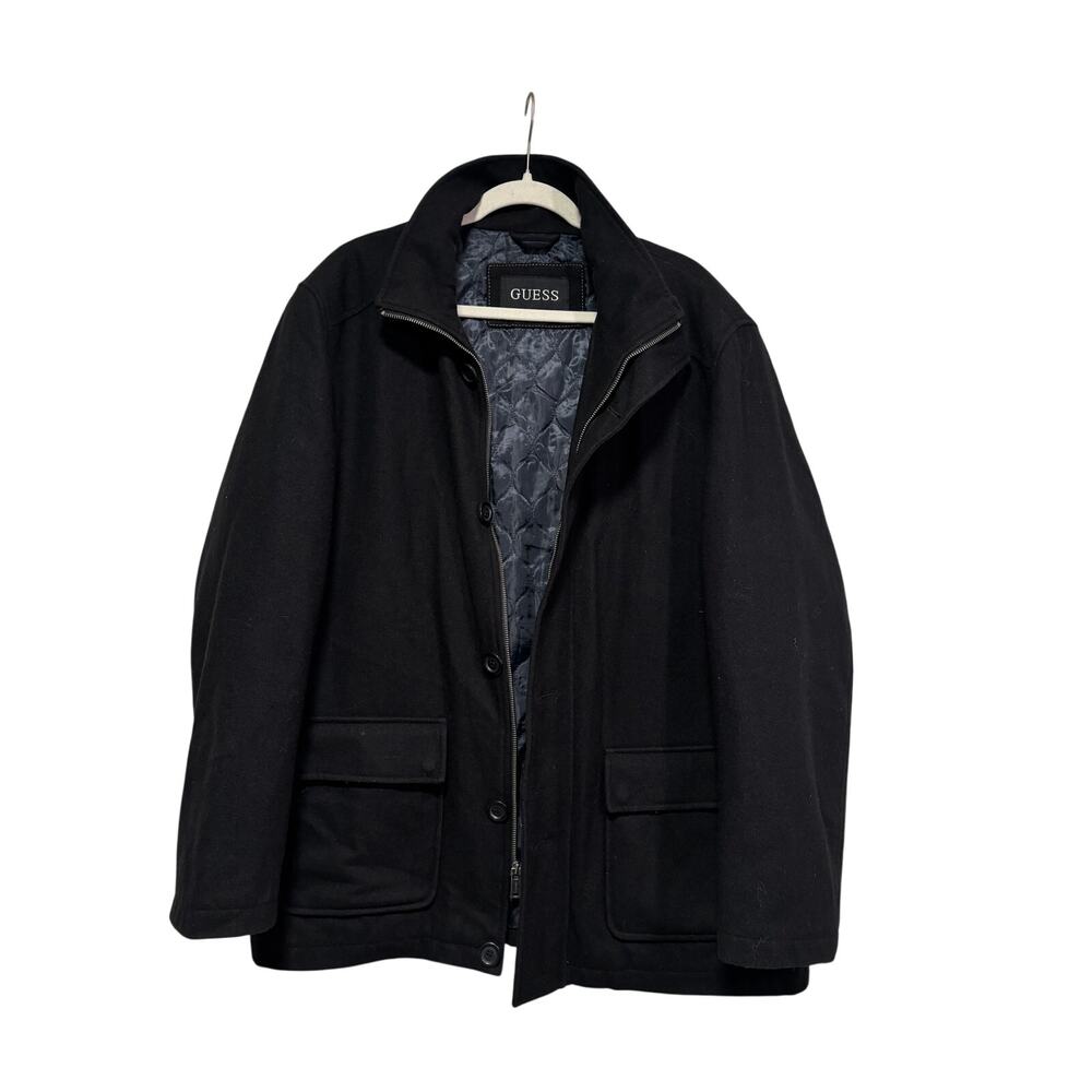 Guess Black Wool Blend Men's Jacket Size XL - Picture 2 of 9
